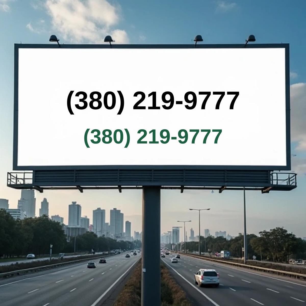 (380) 219-9777 on billboard