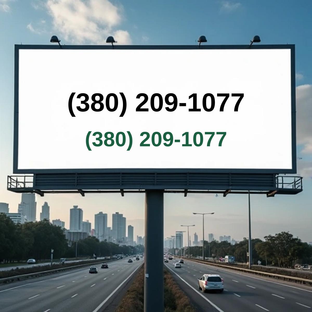 (380) 209-1077 on billboard