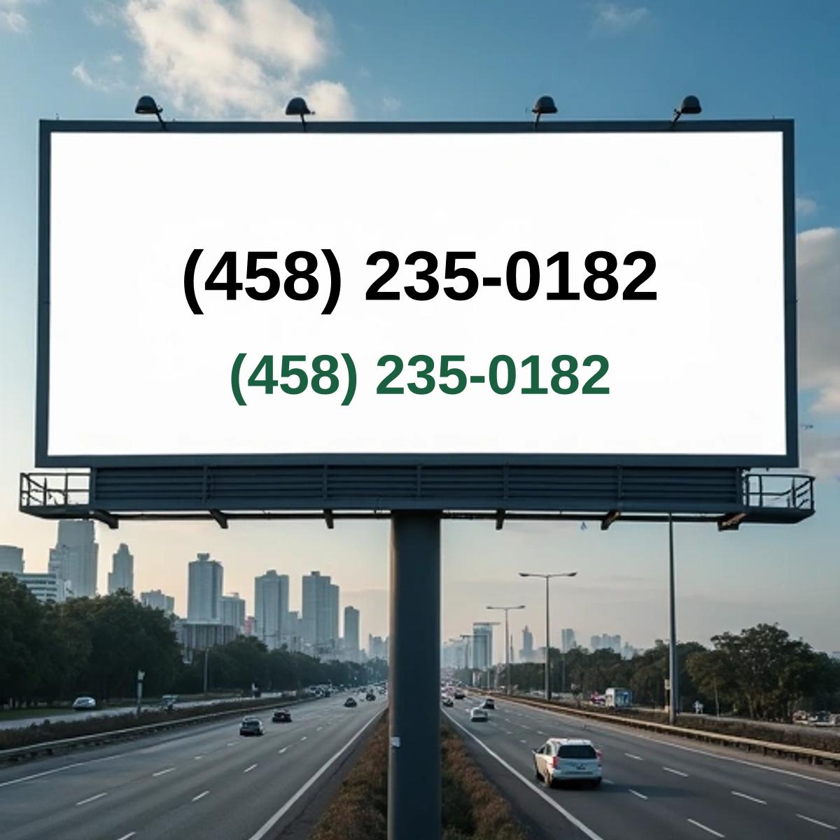 (458) 235-0182 on billboard