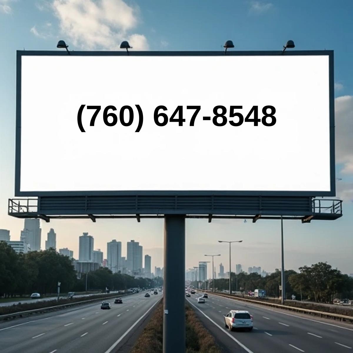 (760) 647-8548 on billboard