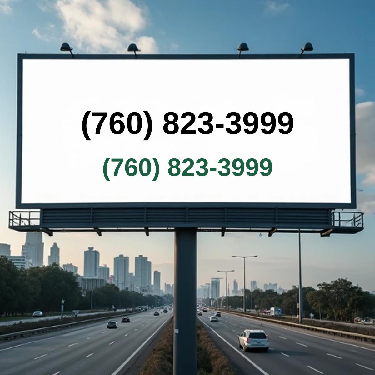 (760) 823-3999 on billboard