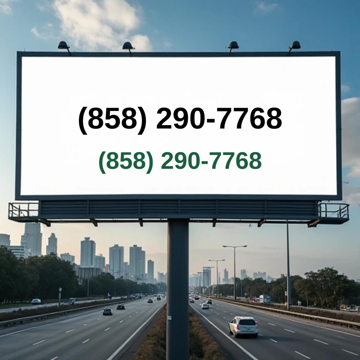 (858) 290-7768 on billboard