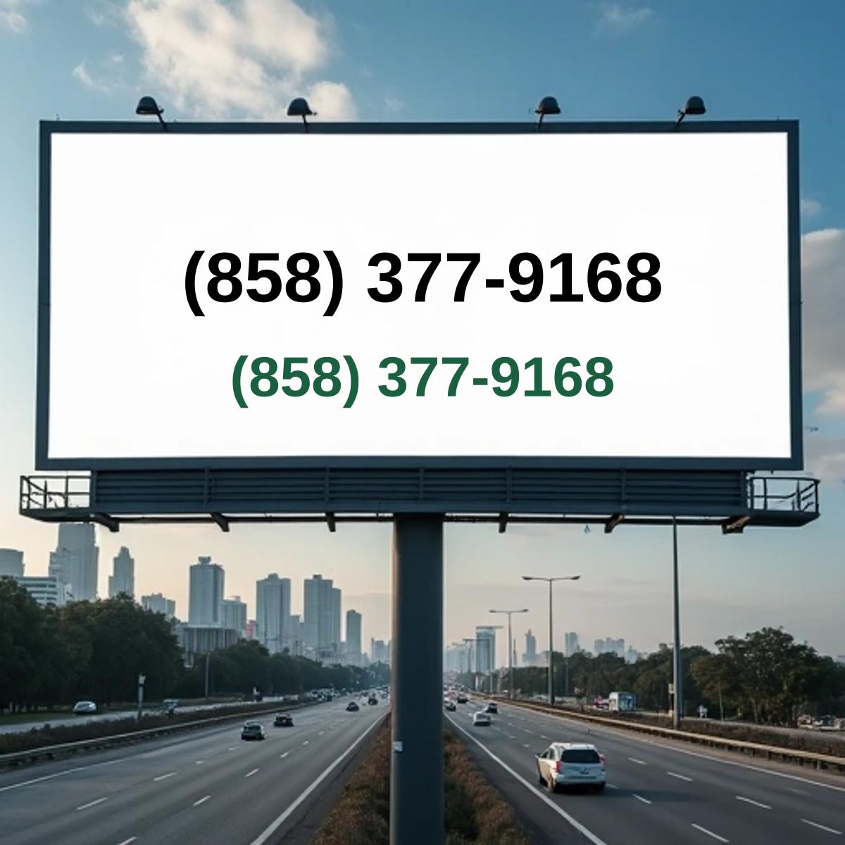 (858) 377-9168 on billboard
