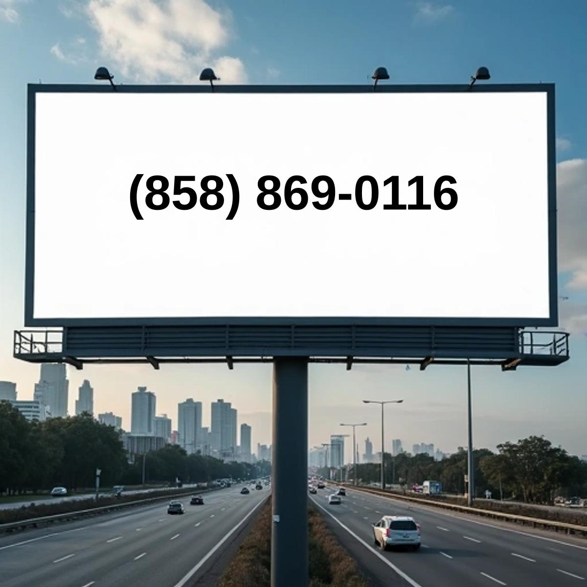 (858) 869-0116 on billboard