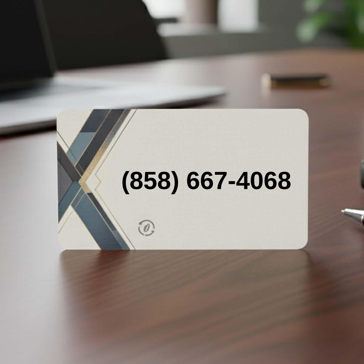 (858) 667-4068 on business card