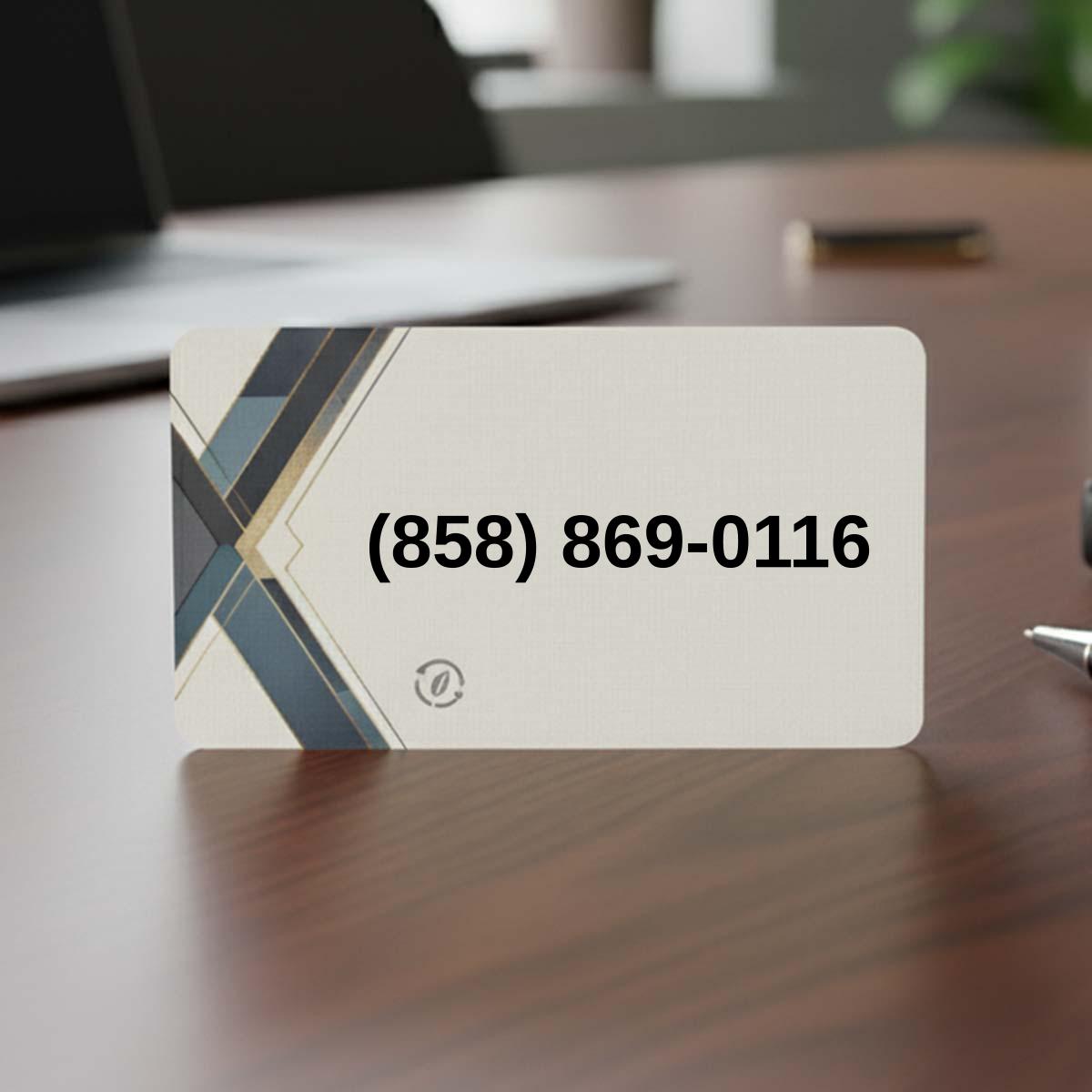 (858) 869-0116 on business card