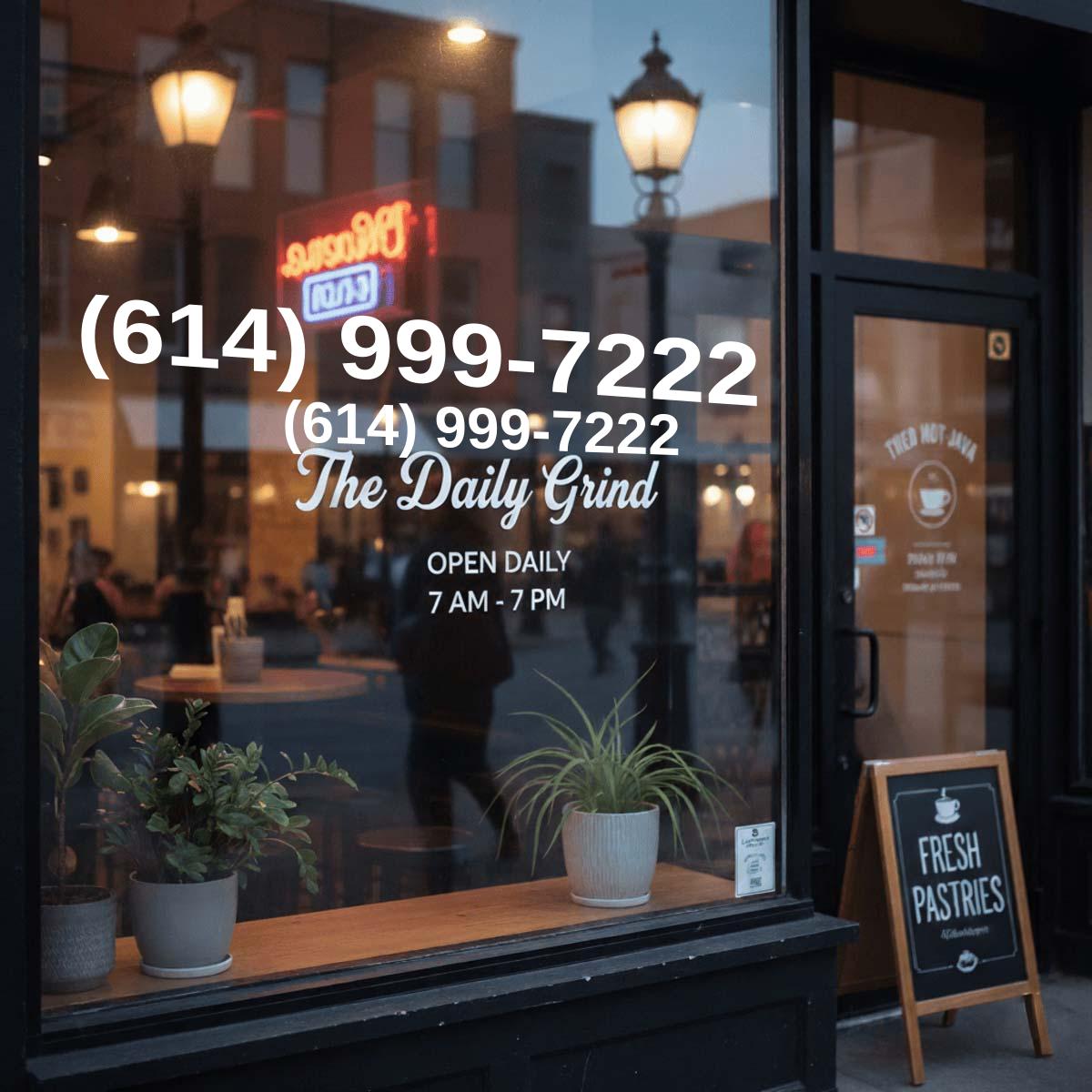 (614) 999-7222 on storefront
