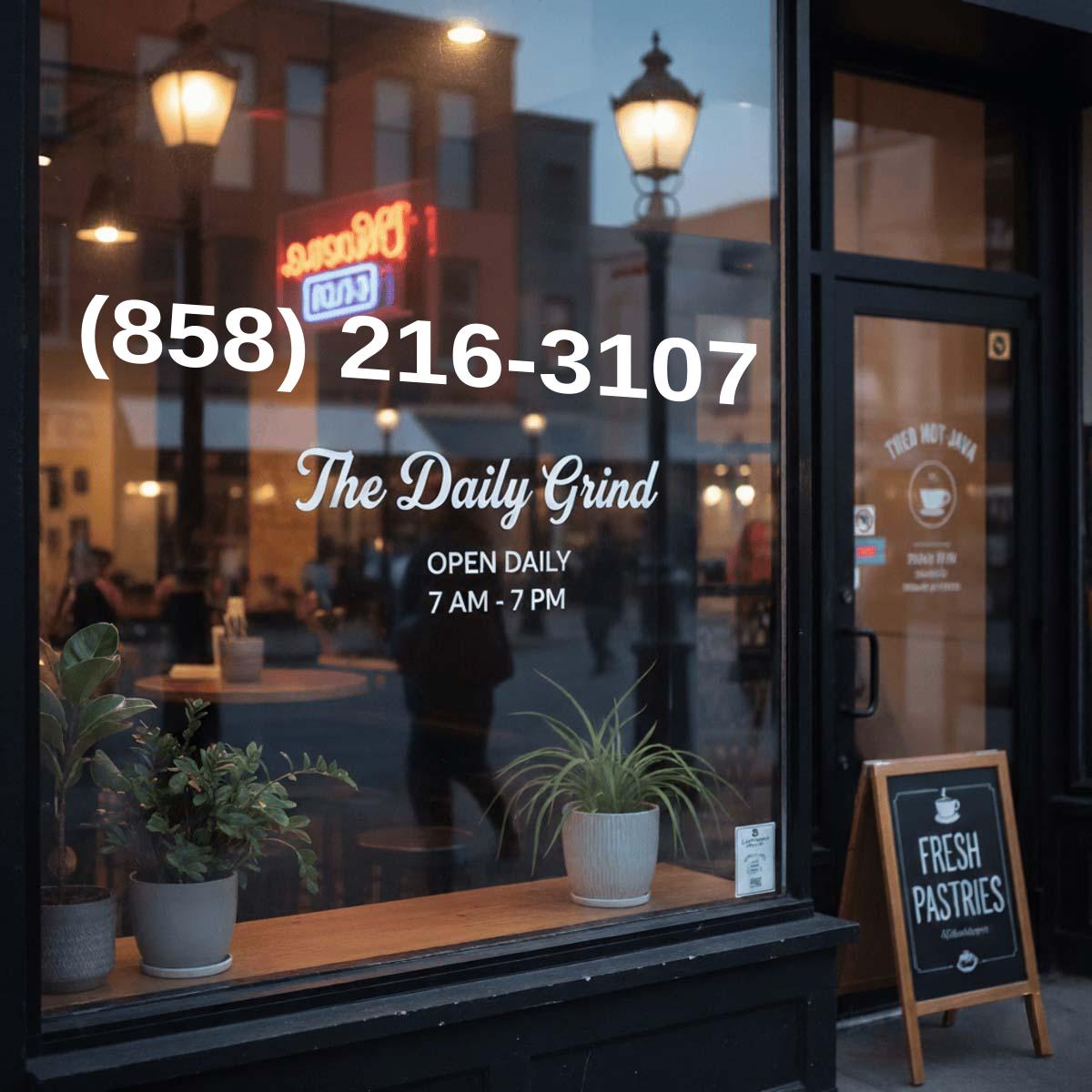 (858) 216-3107 on storefront