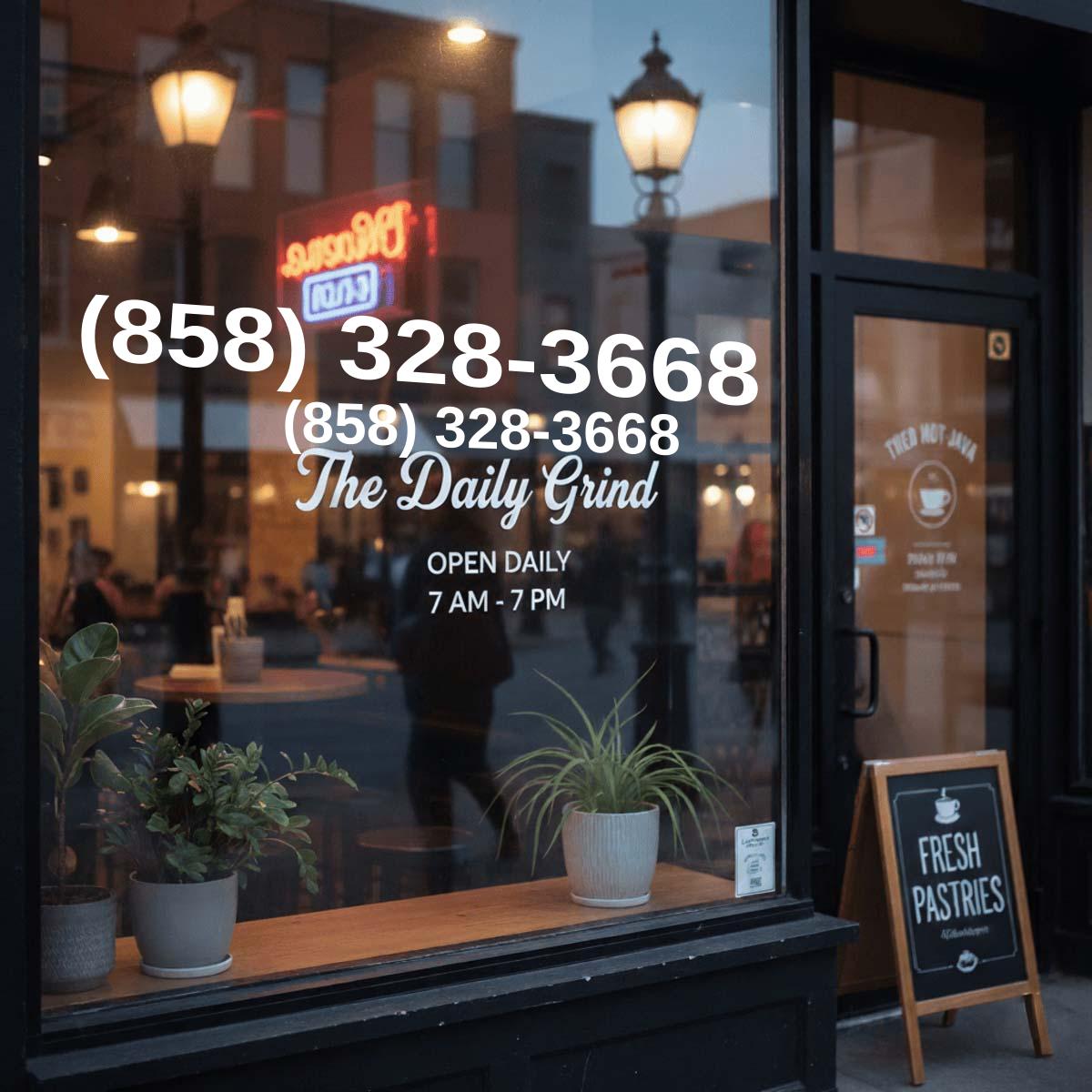 (858) 328-3668 on storefront