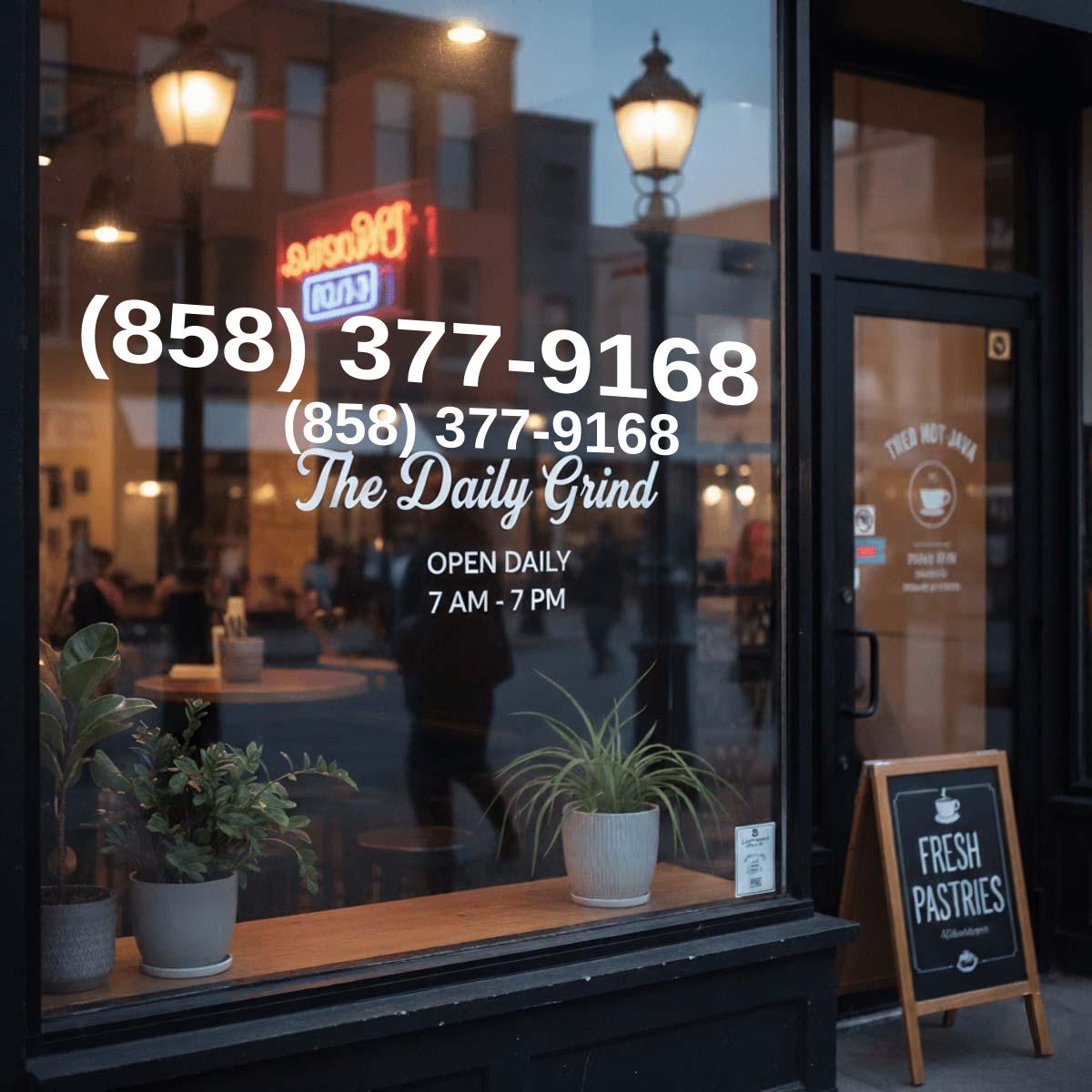 (858) 377-9168 on storefront