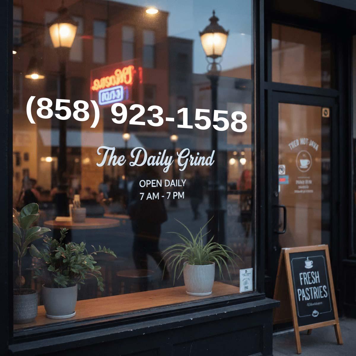 (858) 923-1558 on storefront