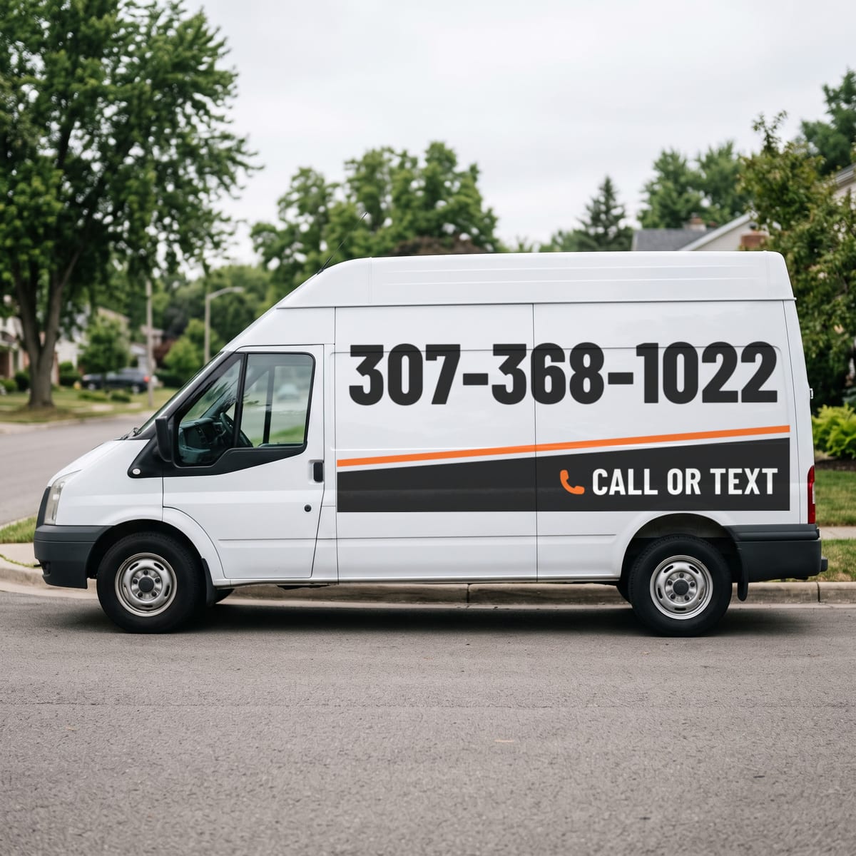 (307) 368-1022 painted on a work van