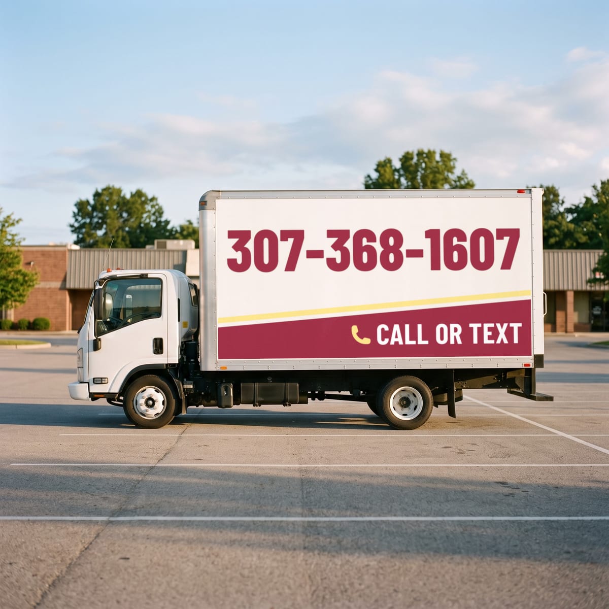 (307) 368-1607 painted on a work van