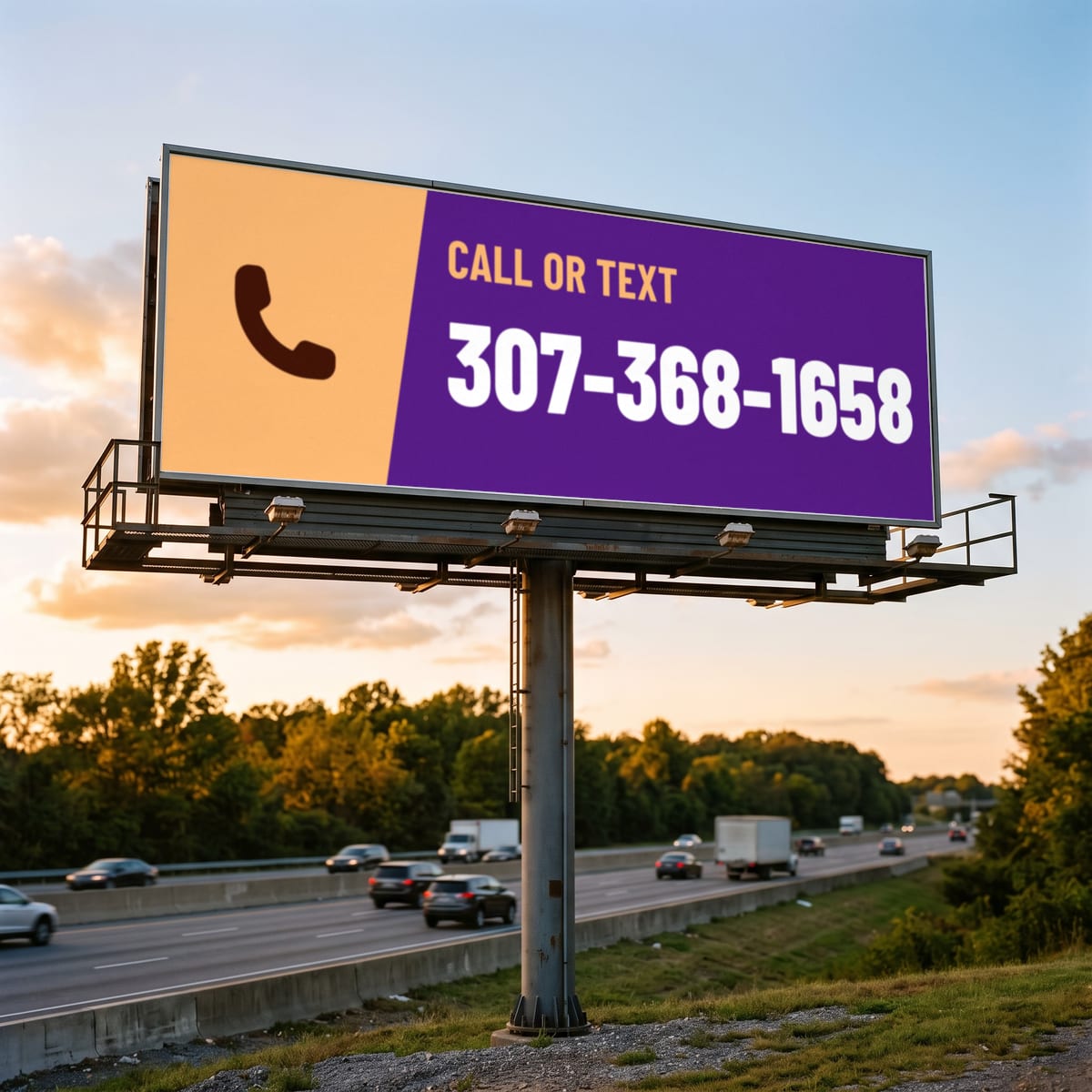 (307) 368-1658 on a billboard
