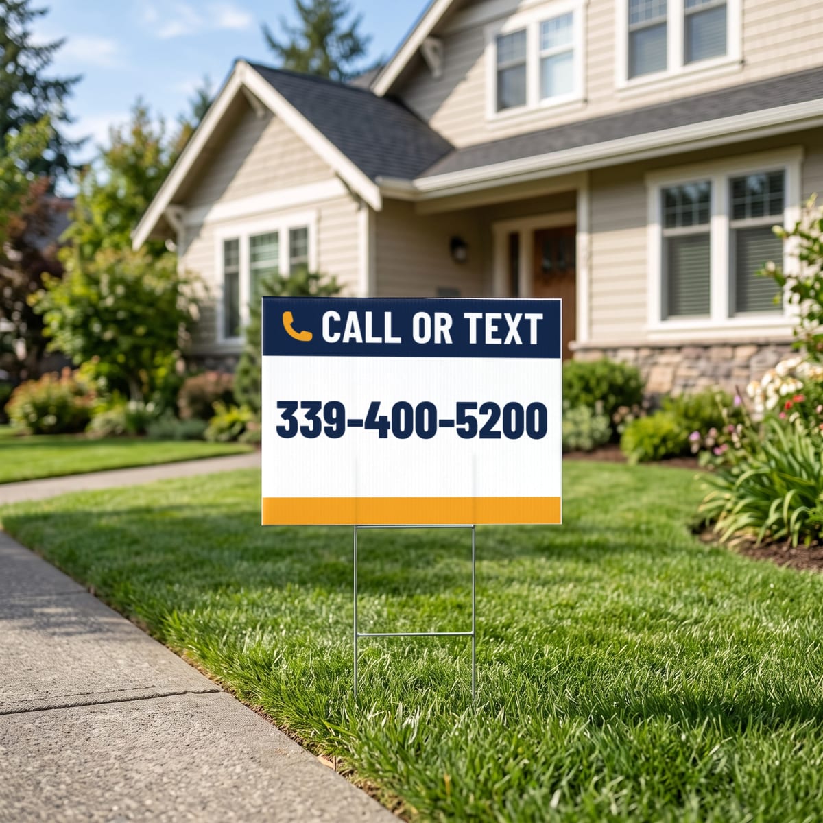 (339) 400-5200 on a yard sign