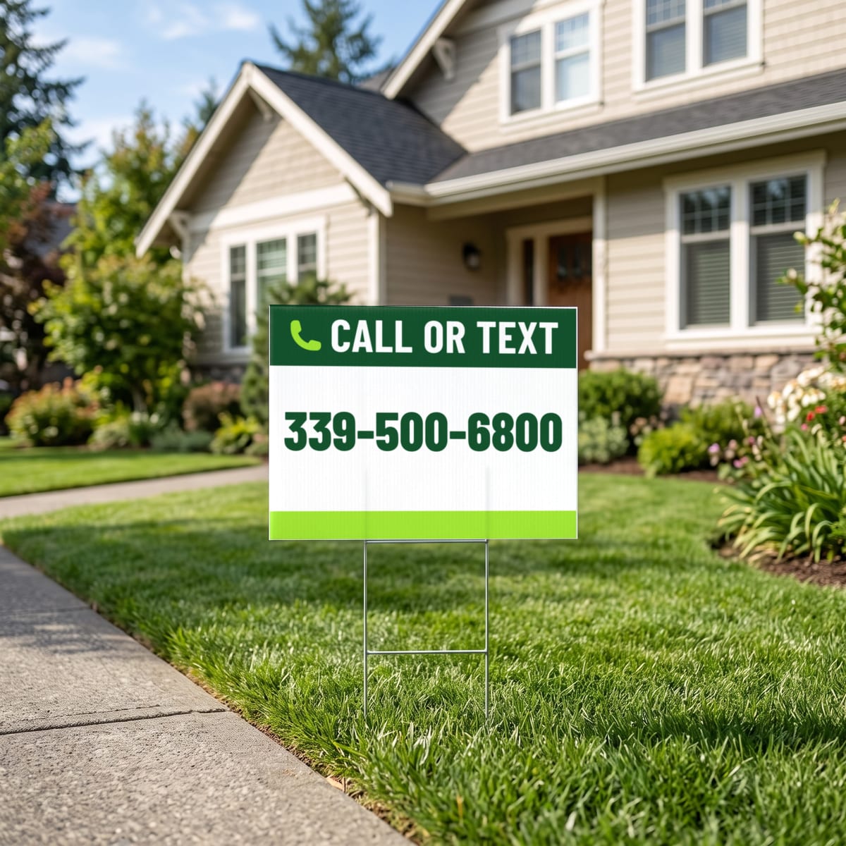 (339) 500-6800 on a yard sign
