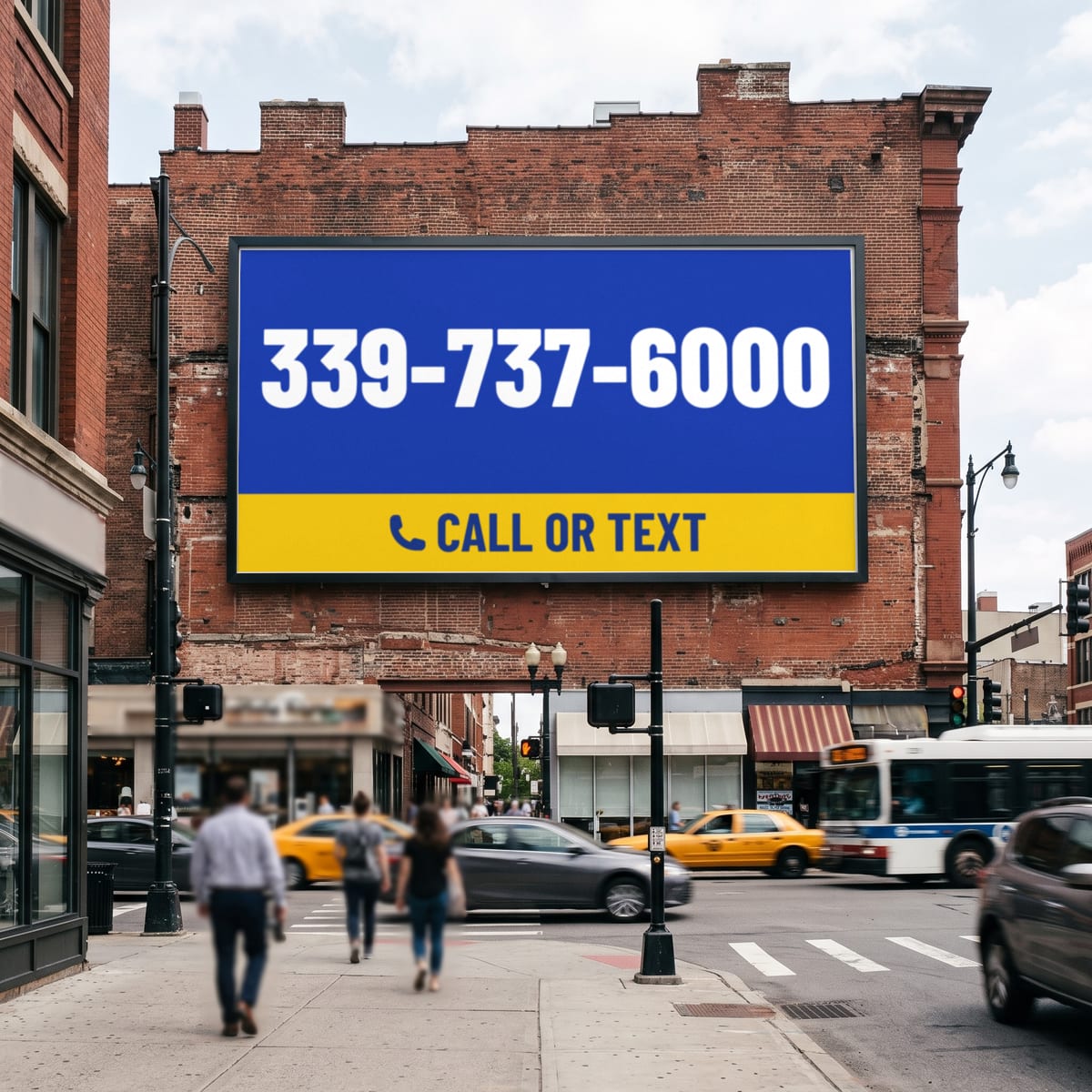 (339) 737-6000 on a billboard