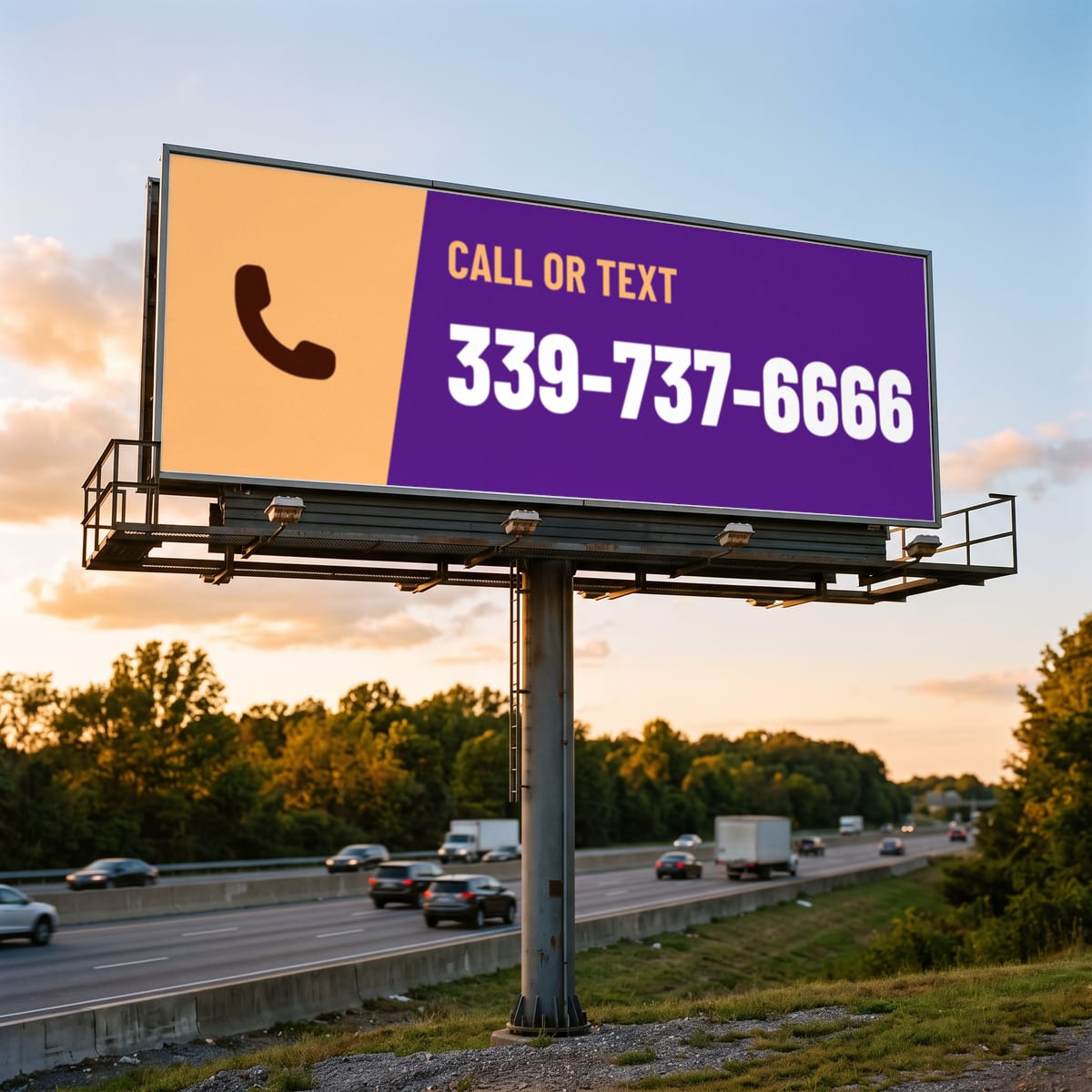 (339) 737-6666 on a billboard