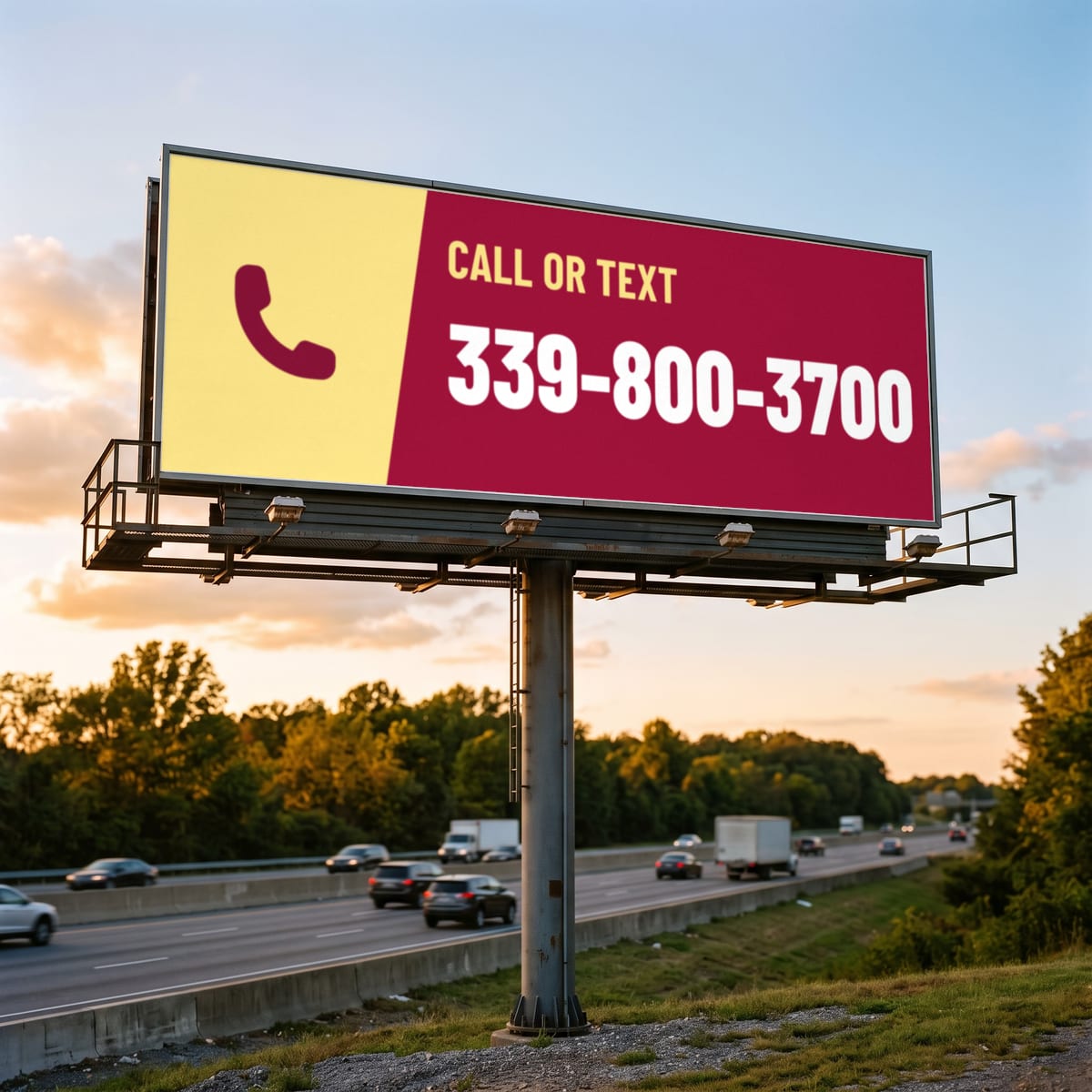 (339) 800-3700 on a billboard