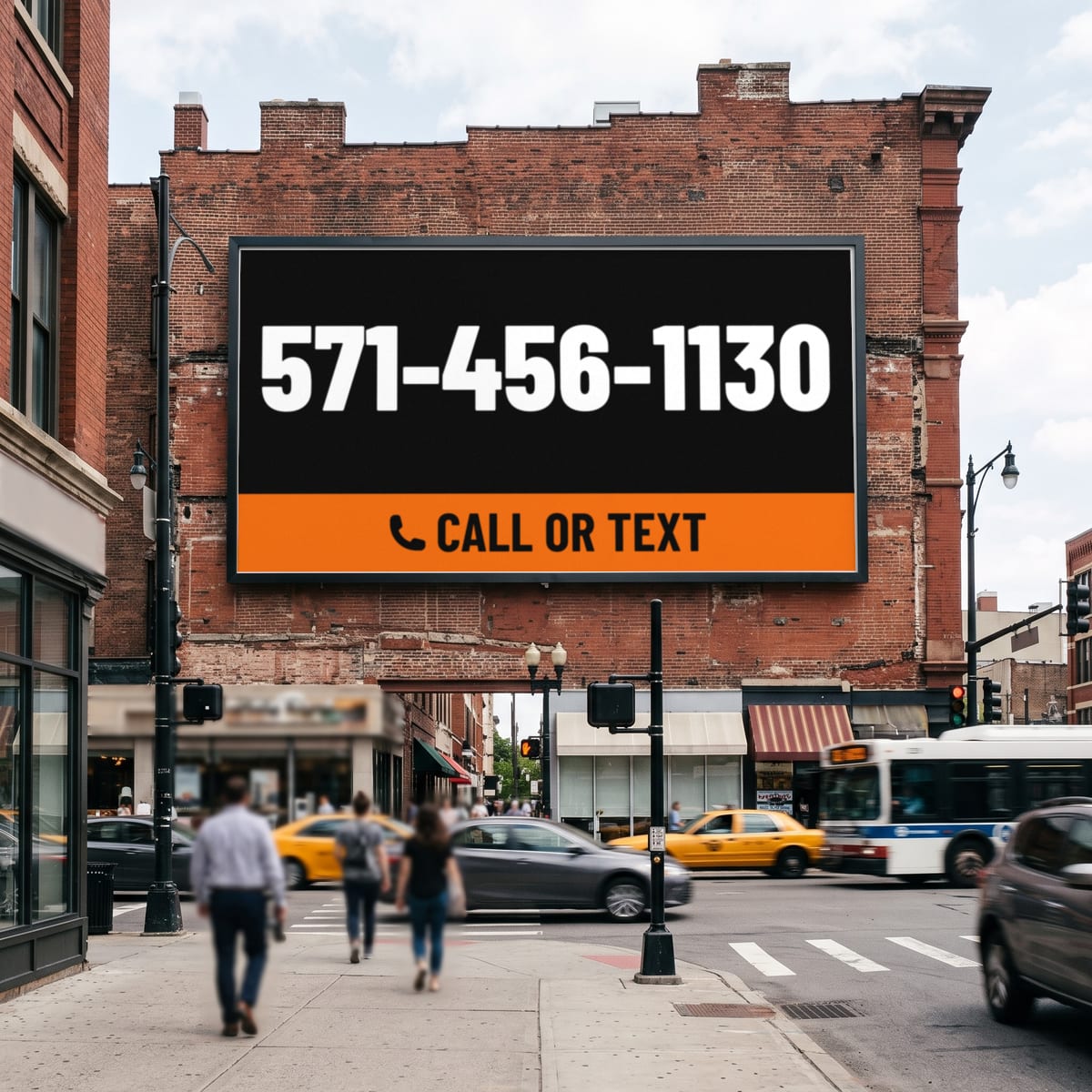 (571) 456-1130 on a billboard