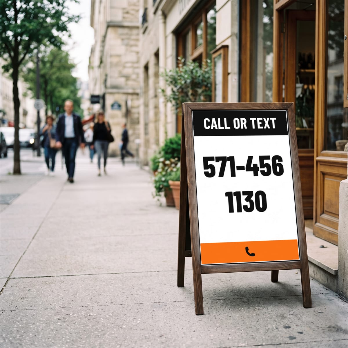 (571) 456-1130 on a yard sign