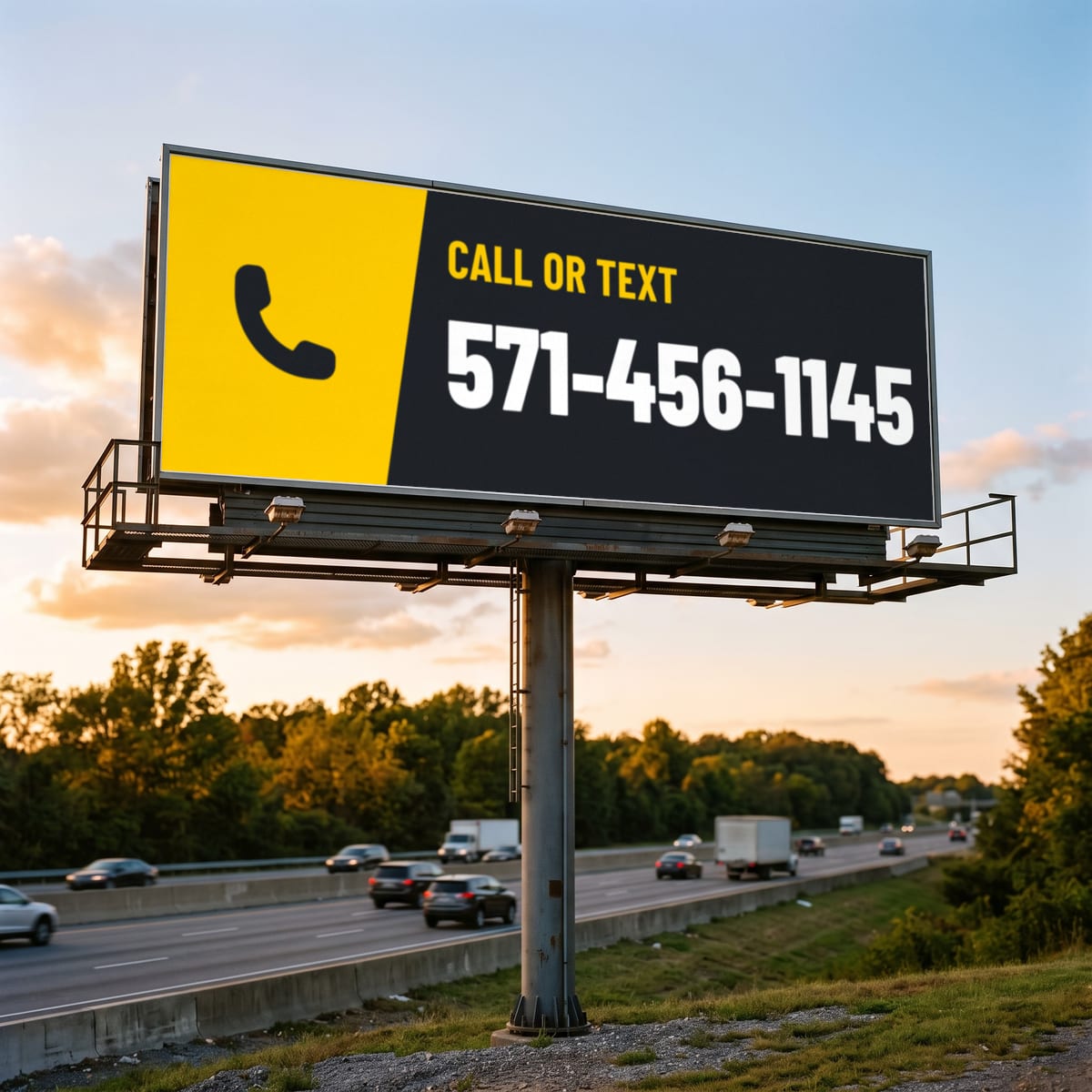 (571) 456-1145 on a billboard