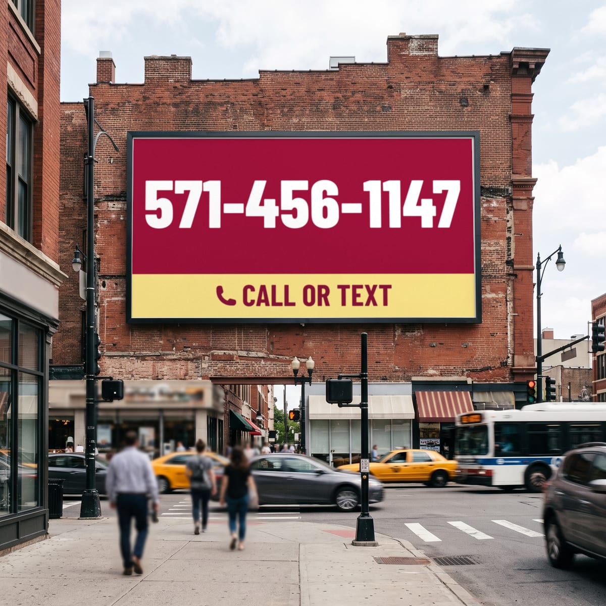(571) 456-1147 on a billboard