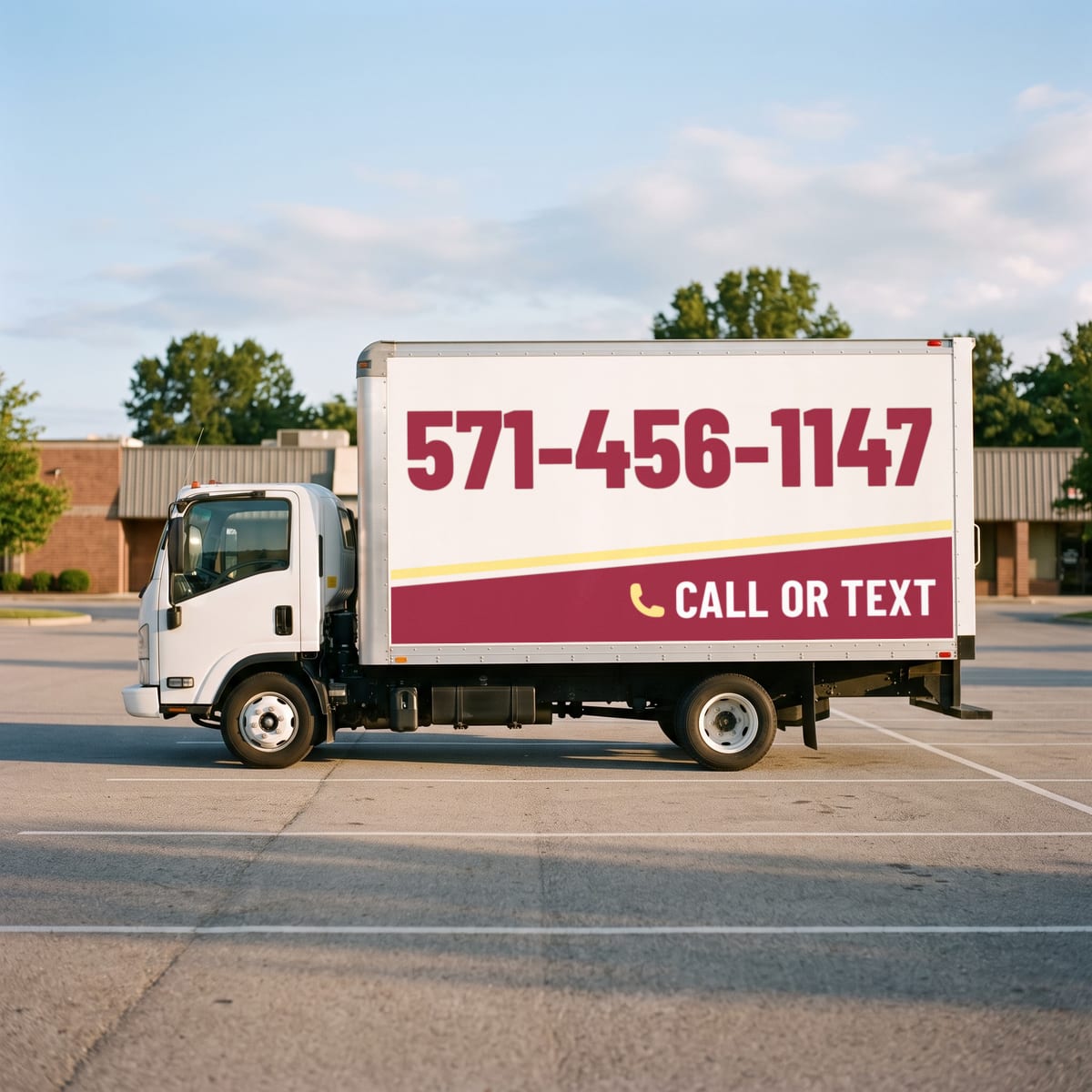 (571) 456-1147 painted on a work van