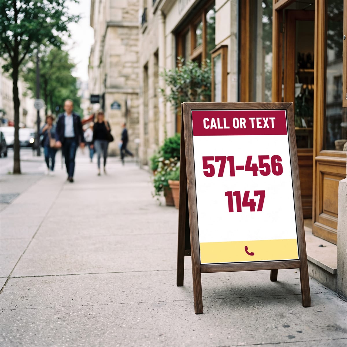 (571) 456-1147 on a yard sign