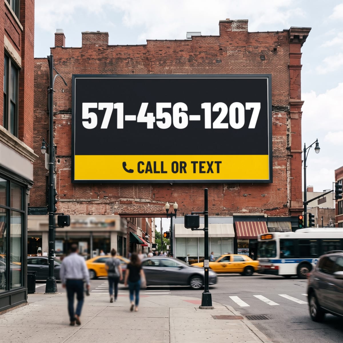 (571) 456-1207 on a billboard
