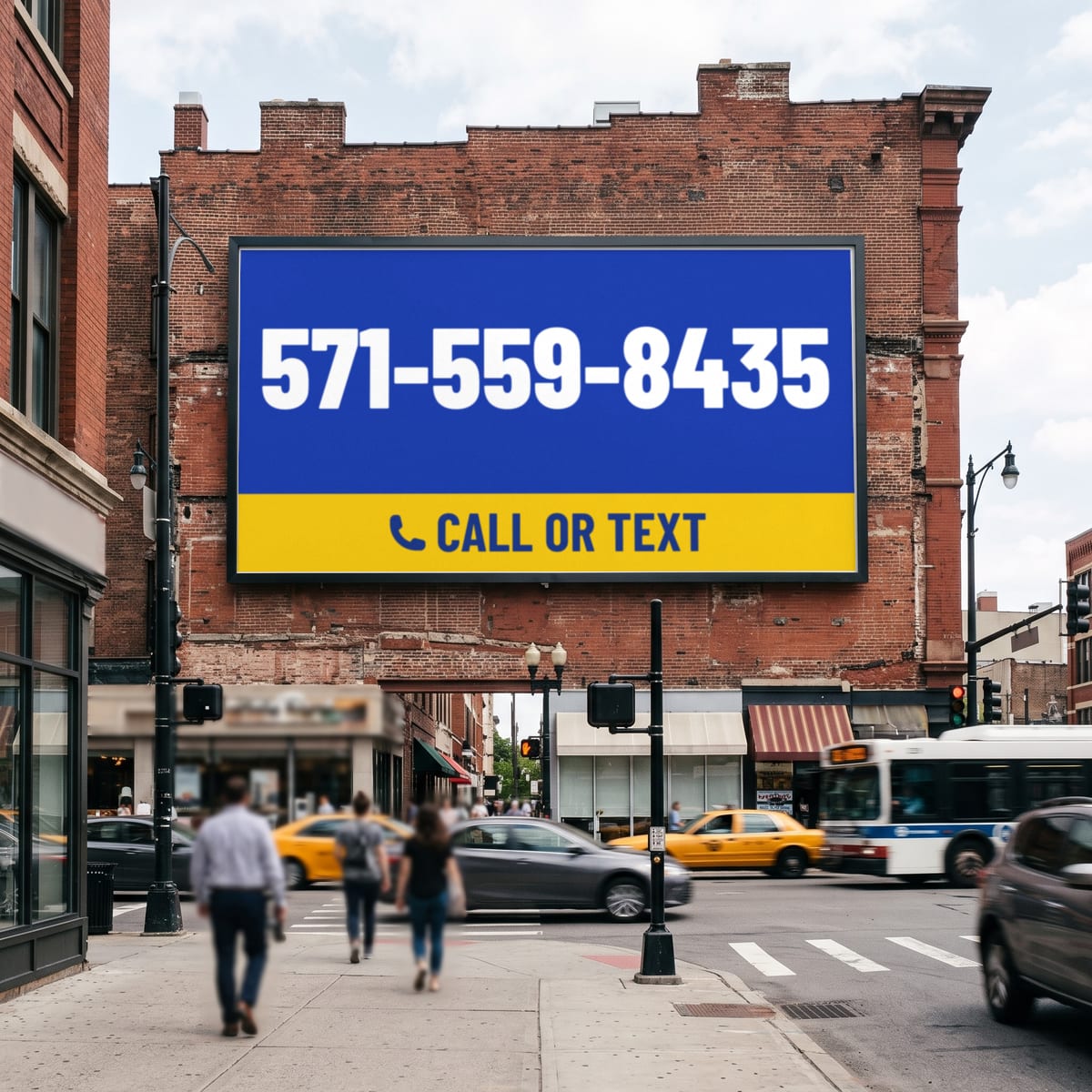 (571) 559-8435 on a billboard