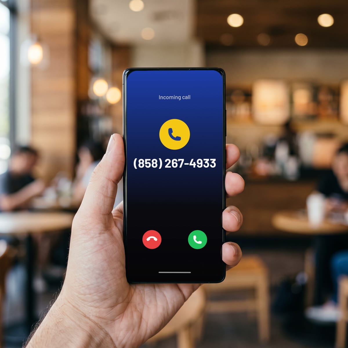 (858) 267-4933 calling a phone