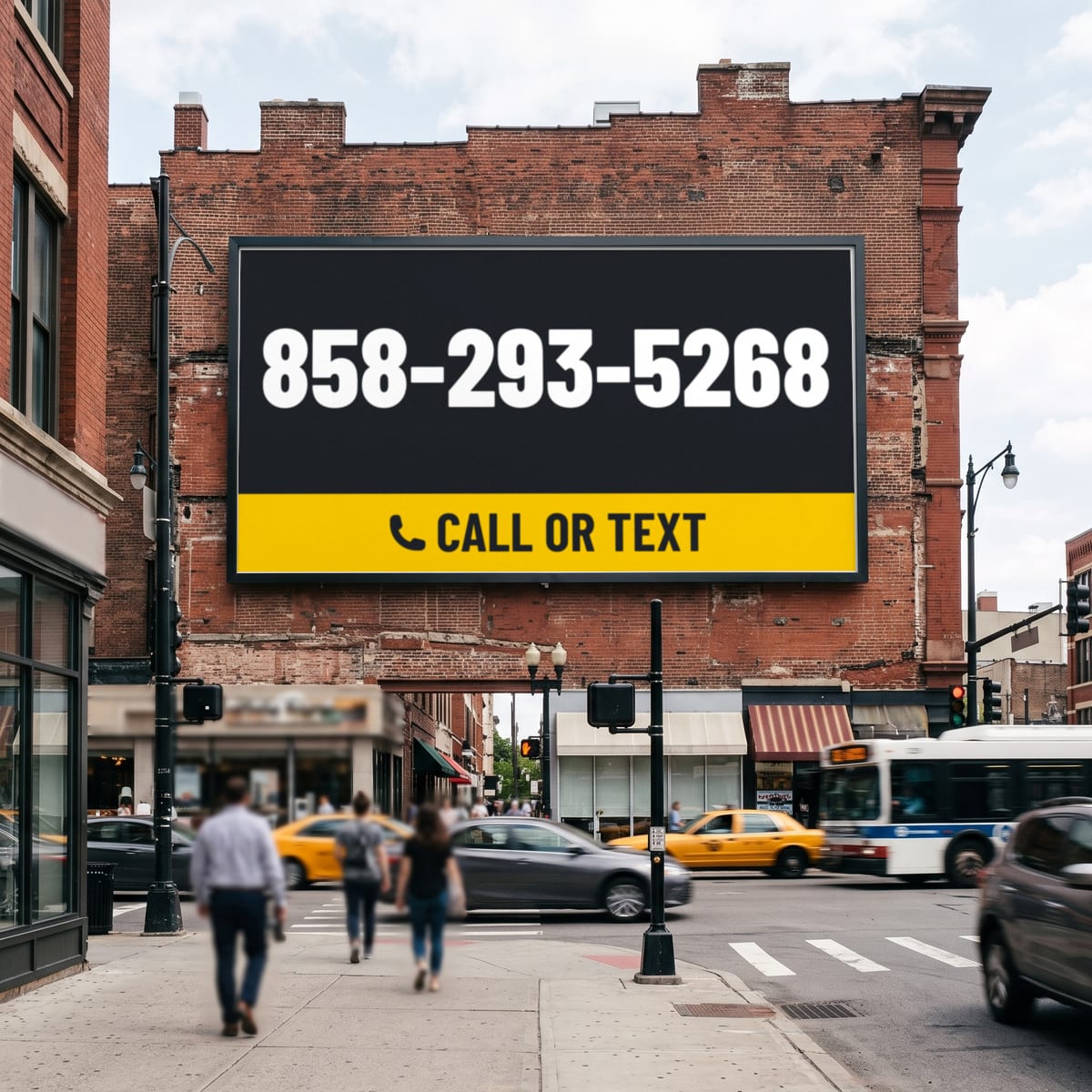 (858) 293-5268 on a billboard